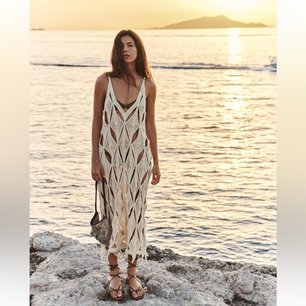 Zara crochet slip dress
